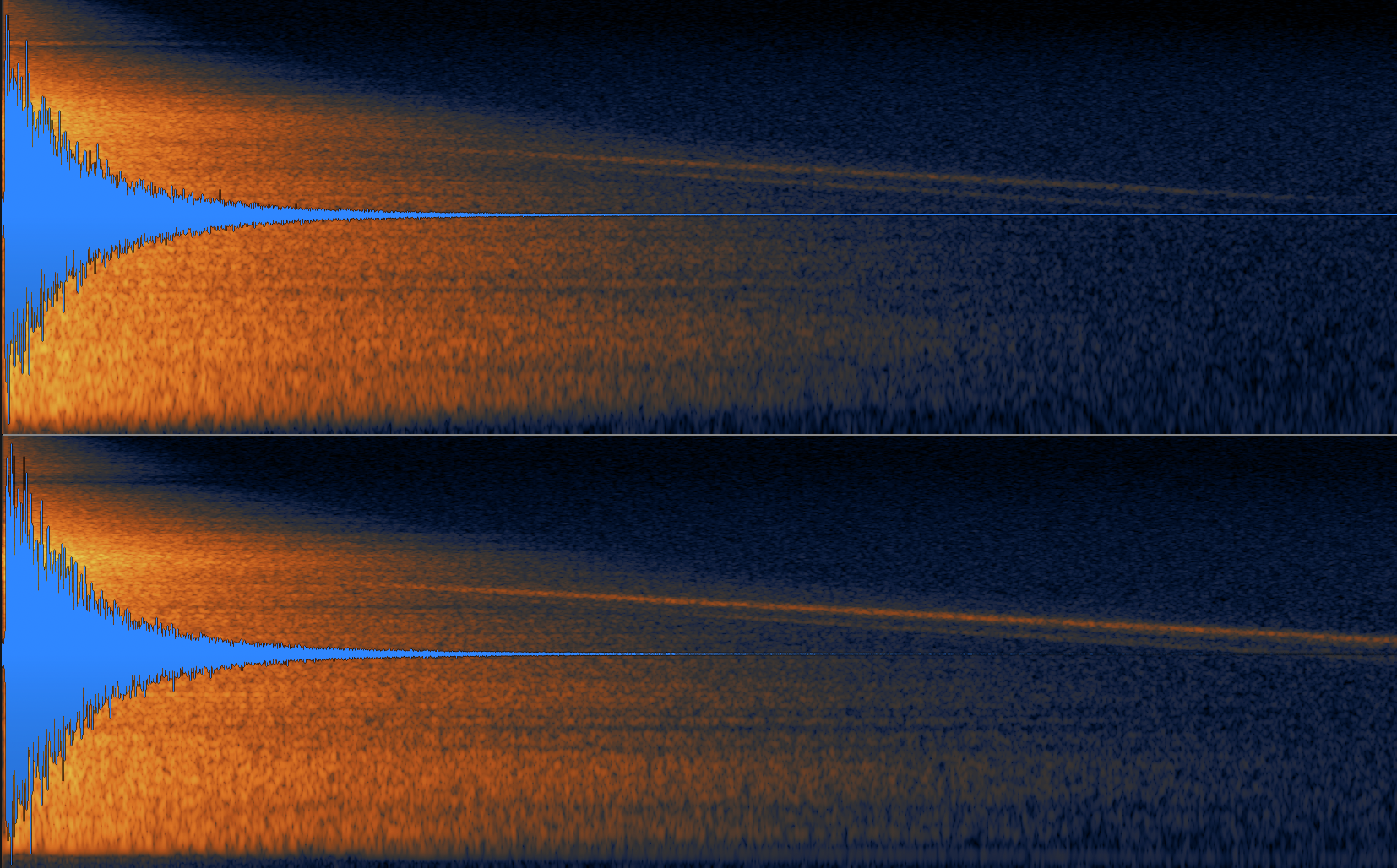 A spectrogram of a convolution reverb impulse response.