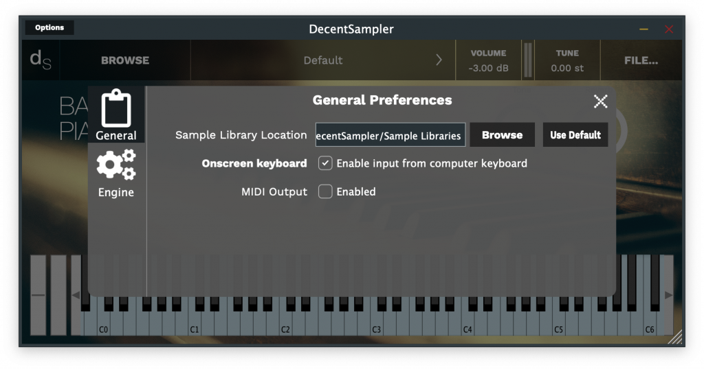 Choosing a new sample library location in the General Preferences dialog box