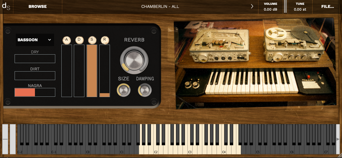 An image of the Chamberlin M1 sample library user interface.