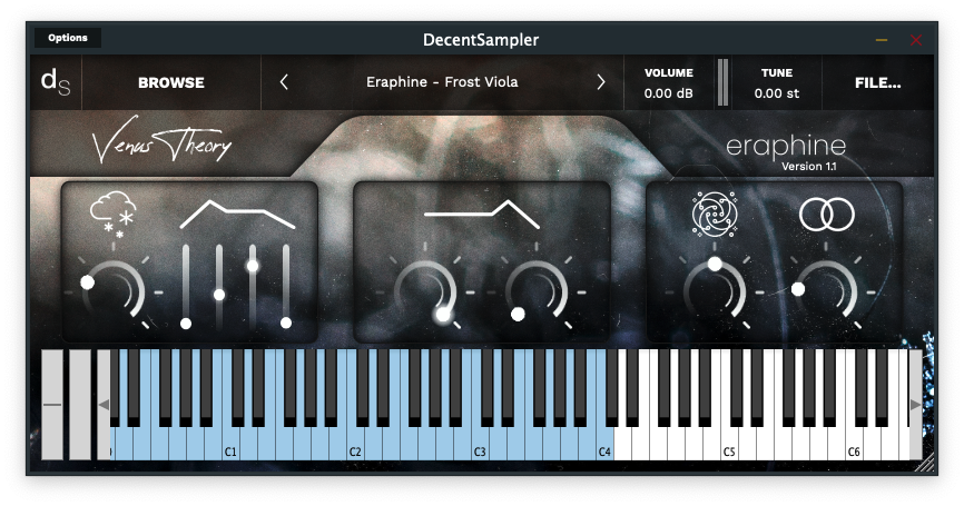 User interface for Venus Theory's Earphone Sample Library