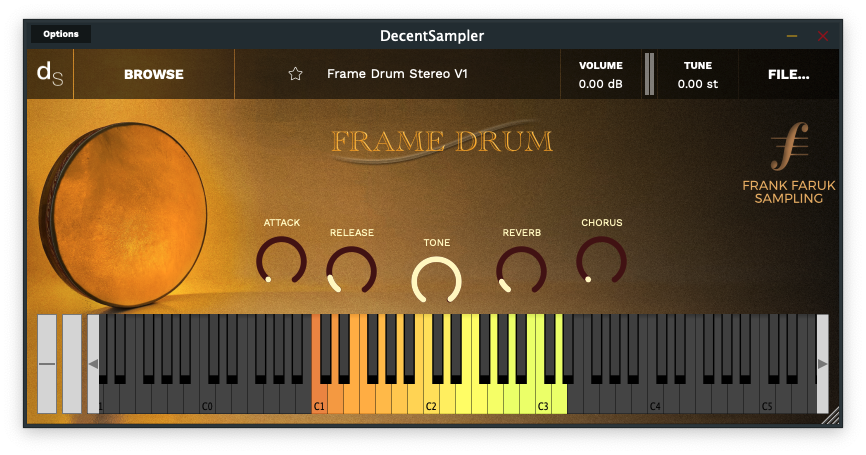 Screenshot of the Frame Drum sample library