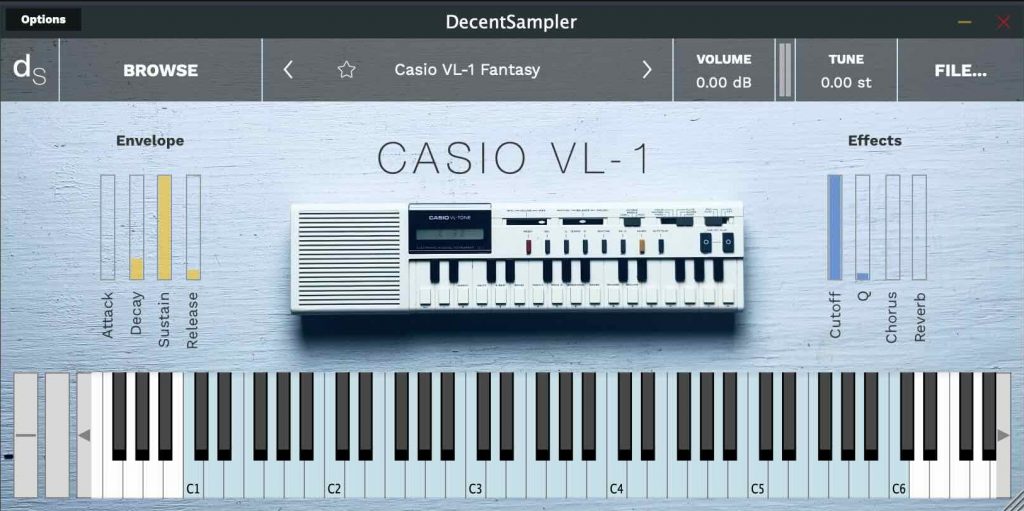 Screenshot of the Casio VL-1 Sample Library User Interface