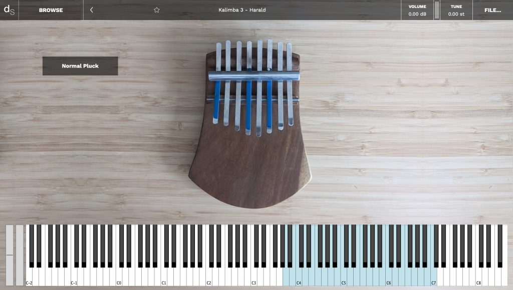 Screenshot of the Kalimba Sample Library