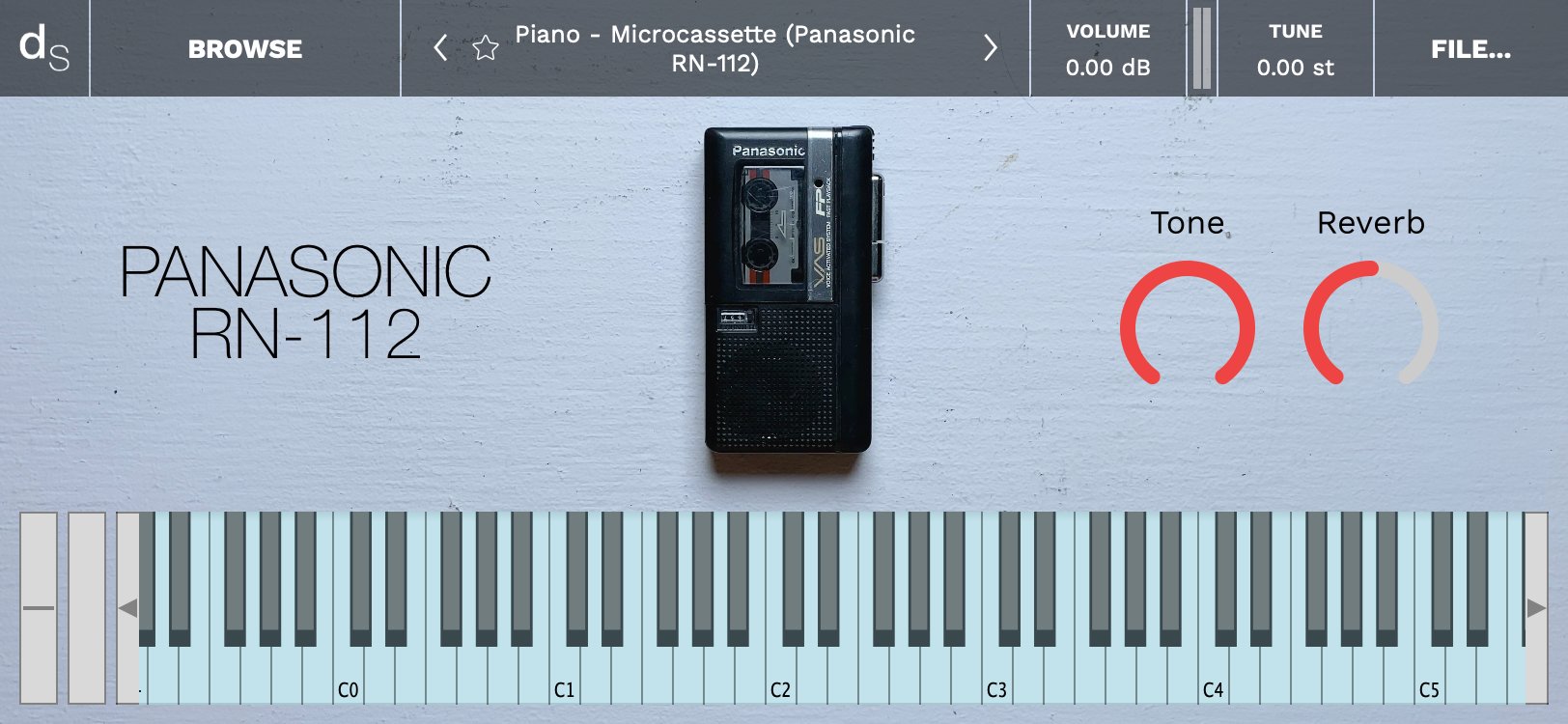 Microcassette Pianos Sample Library User Interface